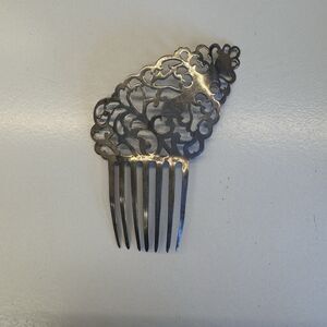 Late Victorian hair comb silver tone metal sidesweep design